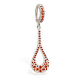 TummyToys® Dazzling Orange CZ Charm Navel Bar - TummyToys® Patented Clasp. Navel Rings Australia.