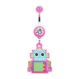 My Pastel Robot Dangly Navel Piercing Bar - Dangling Belly Ring. Navel Rings Australia.
