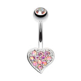 Sensual Heart Fixed Navel Bar - Fixed (non-dangle) Belly Bar. Navel Rings Australia.