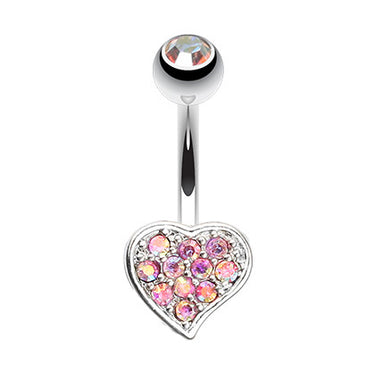 Sensual Heart Fixed Navel Bar - Fixed (non-dangle) Belly Bar. Navel Rings Australia.