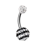 Black and White Stripe Belly Button Bar - Basic Curved Barbell. Navel Rings Australia.