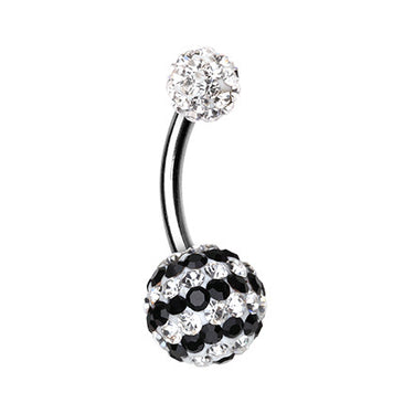Black and White Stripe Belly Button Bar - Basic Curved Barbell. Navel Rings Australia.