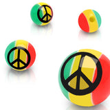 6mm Rastafarian Peace Symbol 14G Balls - Replacement Ball. Navel Rings Australia.