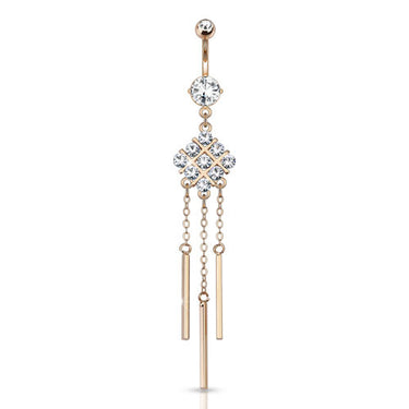 Tic Tac Toe with Hanging Bars Belly Bar - Dangling Belly Ring. Navel Rings Australia.