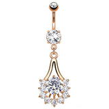 Rose Gold Tribal Fan Belly Button Ring - Dangling Belly Ring. Navel Rings Australia.