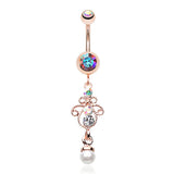 Rose Gold Aurora Ornate Belly Ring - Dangling Belly Ring. Navel Rings Australia.
