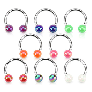 Metallic Coated Acrylic Horseshoe - Circular Barbell / Horse Shoe. Navel Rings Australia.