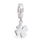 TummyToys® 925 Silver Clover Belly Ring - TummyToys® Patented Clasp. Navel Rings Australia.