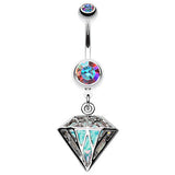 Smokey Urban Quartz Prism Belly Dangle - Dangling Belly Ring. Navel Rings Australia.