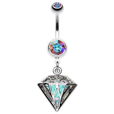 Smokey Urban Quartz Prism Belly Dangle - Dangling Belly Ring. Navel Rings Australia.