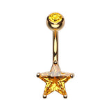 Metallic Star Belly Bar - Fixed (non-dangle) Belly Bar. Navel Rings Australia.