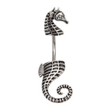 316L Mediterranean Seahorse Belly Piercing Ring - Split Spinal Belly Bar. Navel Rings Australia.