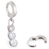TummyToys® Steel Cubic Zirconia Drop Sleeper - TummyToys® Patented Clasp. Navel Rings Australia.
