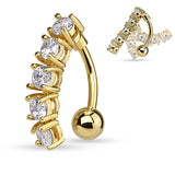 Classic Gold Drop Belly Ring with Gold Plating - Reverse Top Down Belly Ring. Navel Rings Australia.