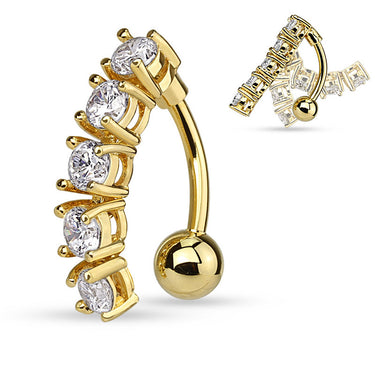 Classic Gold Drop Belly Ring with Gold Plating - Reverse Top Down Belly Ring. Navel Rings Australia.
