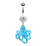 Evil Octopus Belly Button Bar - Dangling Belly Ring. Navel Rings Australia.