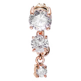 Classic Reverse Drop Navel Bar with Rose Gold Plating - Reverse Top Down Belly Ring. Navel Rings Australia.