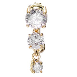 Classic Reverse Drop Belly Bar with Gold Plating - Reverse Top Down Belly Ring. Navel Rings Australia.