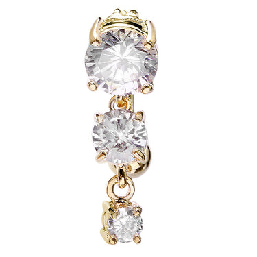 Classic Reverse Drop Belly Bar with Gold Plating - Reverse Top Down Belly Ring. Navel Rings Australia.