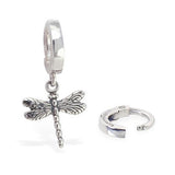 TummyToys® 925 Silver Dragonfly Huggy - TummyToys® Patented Clasp. Navel Rings Australia.