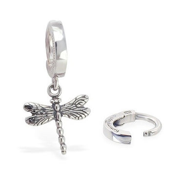 TummyToys® 925 Silver Dragonfly Huggy - TummyToys® Patented Clasp. Navel Rings Australia.