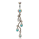 Antique Brass Burnish Vine Navel Ring - Dangling Belly Ring. Navel Rings Australia.