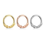 Laurel Wreath Clicker Body Jewellery with Rose Gold Plating - Septum. Navel Rings Australia.