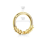 Laurel Wreath Clicker Body Jewellery with Rose Gold Plating - Septum. Navel Rings Australia.