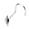 Leaf Corkscrew Nose Ring in 14K White Gold