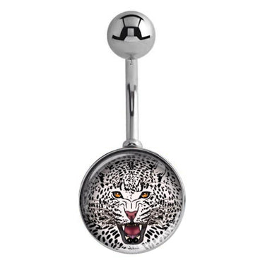 Roaring Snow Leopard Belly Rings - Basic Curved Barbell. Navel Rings Australia.