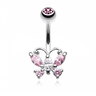 Classic Petite Butterfly Belly Ring - Fixed (non-dangle) Belly Bar. Navel Rings Australia.