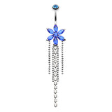 Crystal Bloom Belly Piercing - Dangling Belly Ring. Navel Rings Australia.
