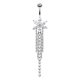 Crystal Bloom Belly Piercing - Dangling Belly Ring. Navel Rings Australia.