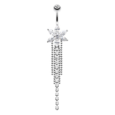 Crystal Bloom Belly Piercing - Dangling Belly Ring. Navel Rings Australia.