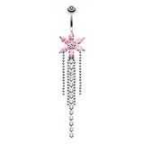 Crystal Bloom Belly Piercing - Dangling Belly Ring. Navel Rings Australia.
