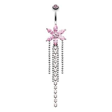 Crystal Bloom Belly Piercing - Dangling Belly Ring. Navel Rings Australia.