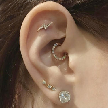 Authentic Lightning Bolt Diamond Earring by Maria Tash in 14K Rose Gold. Flat Stud. - Earring. Navel Rings Australia.