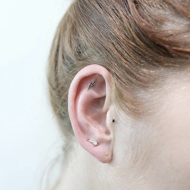 Authentic Lightning Bolt Diamond Earring by Maria Tash in 14K Rose Gold. Flat Stud. - Earring. Navel Rings Australia.