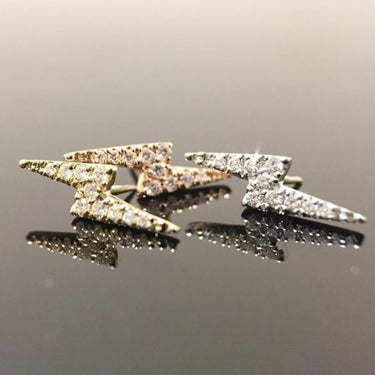 Authentic Lightning Bolt Diamond Earring by Maria Tash in 14K Gold. Flat Stud. - Earring. Navel Rings Australia.