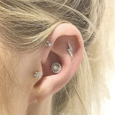 Authentic Lightning Bolt Diamond Earring by Maria Tash in 14K Rose Gold. Flat Stud. - Earring. Navel Rings Australia.