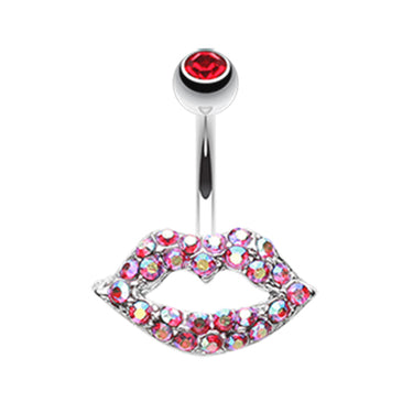 Lippy Lips Belly Button Ring - Fixed (non-dangle) Belly Bar. Navel Rings Australia.