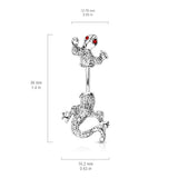 Chameleon Lizard Navel Bar - Split Spinal Belly Bar. Navel Rings Australia.