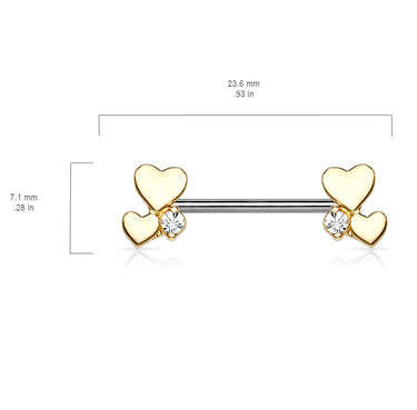 Lovers Combined Nipple Jewellery with Gold Plating - Nipple Ring. Navel Rings Australia.