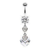 Allure Duo Hearts Belly Button Ring - Dangling Belly Ring. Navel Rings Australia.