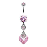 Allure Duo Hearts Belly Button Ring - Dangling Belly Ring. Navel Rings Australia.
