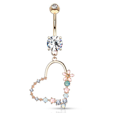 Love Matrix Belly Dangle with Rose Gold Plating - Dangling Belly Ring. Navel Rings Australia.