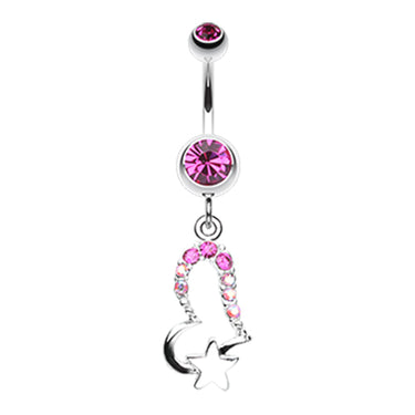 Lovers Starry Gaze Belly Dangle - Dangling Belly Ring. Navel Rings Australia.