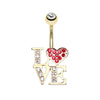 Love Statement Belly Ring with Gold Plating