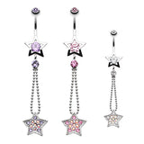 Lucky Star Belly Bar - Dangling Belly Ring. Navel Rings Australia.