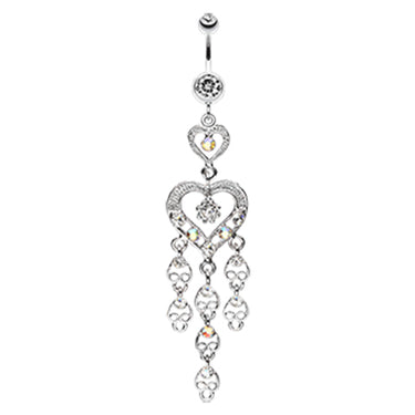 Ollie Heart Chandelier Belly Dangle - Dangling Belly Ring. Navel Rings Australia.